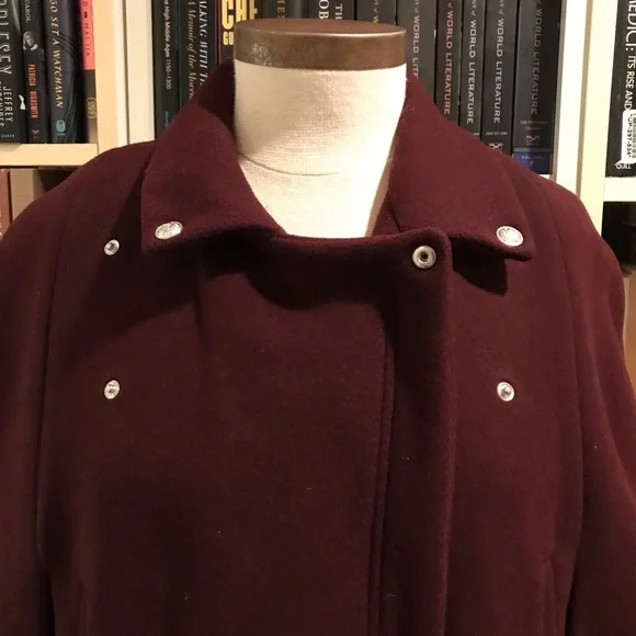 The Kooples Burgundy Moto Cape Coat Jacket - Picture 13 of 16